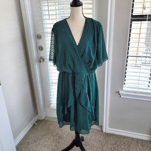 Wrap Swiss Dot Green Dress